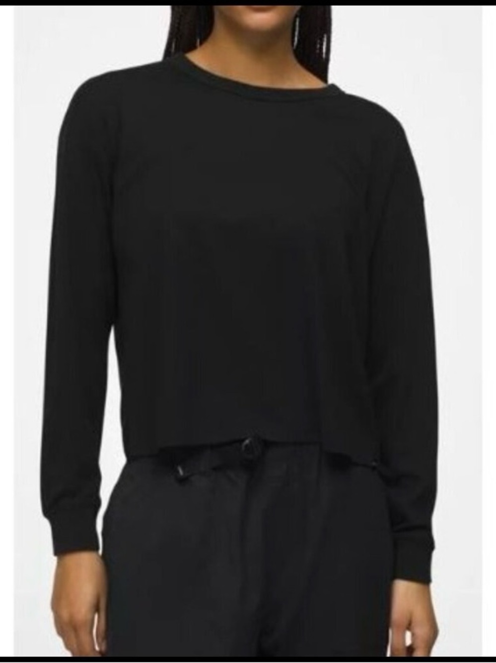 Prana Black Long-Sleeve Crewneck Top
